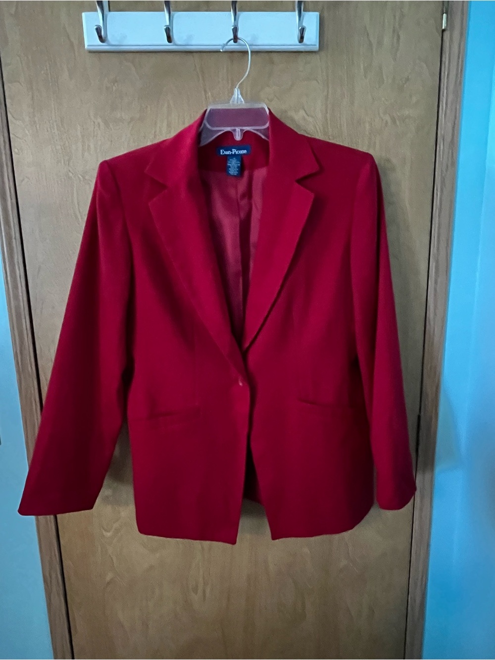 Evan Picone Women’s Dark Red Single-Button Wool Lined Classic Blazer Size 12 EUC